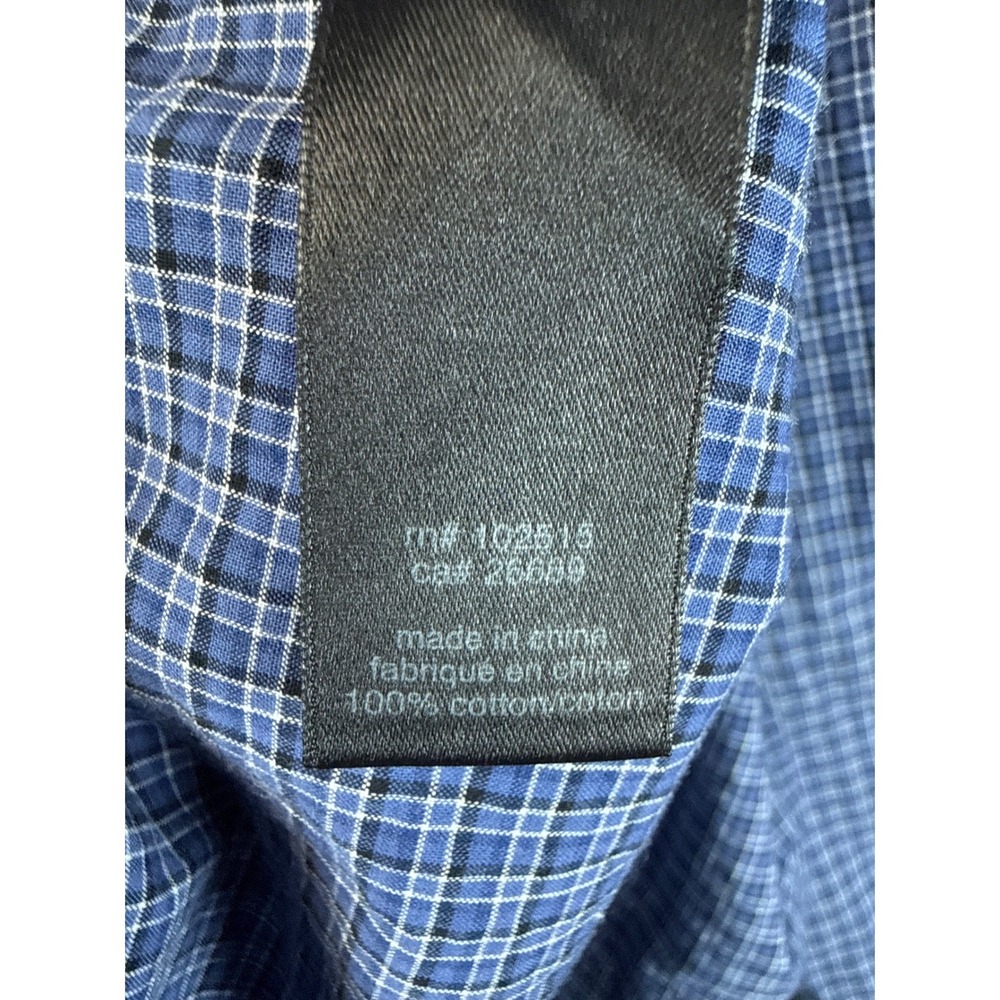 John Varvatos USA Blue Micro‎ Check Long Sleeve Button Down Career Shirt Mens L - Picture 8 of 10